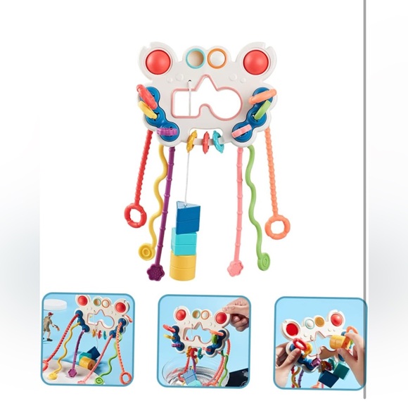 Baby👶🏻Pull String Pumping Teether Sensory Tummy Time & Fine Motor Skills Toy - Picture 4 of 11